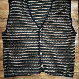 Structure Men's Cardigan Vest - Black and Tan Stripes